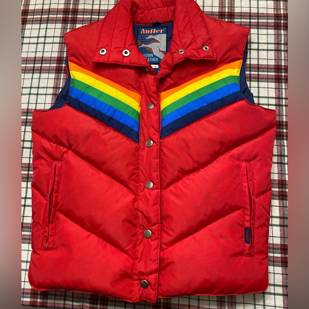 Avirex Red Rainbow Chevron Puffer Vest